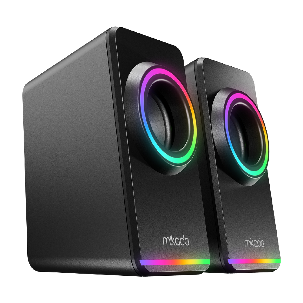 MIKADO MD-182 2.0 3W*2 RGB Aydınlatmalı USB + 3.5mm USB 5V Beyaz Hoparlör