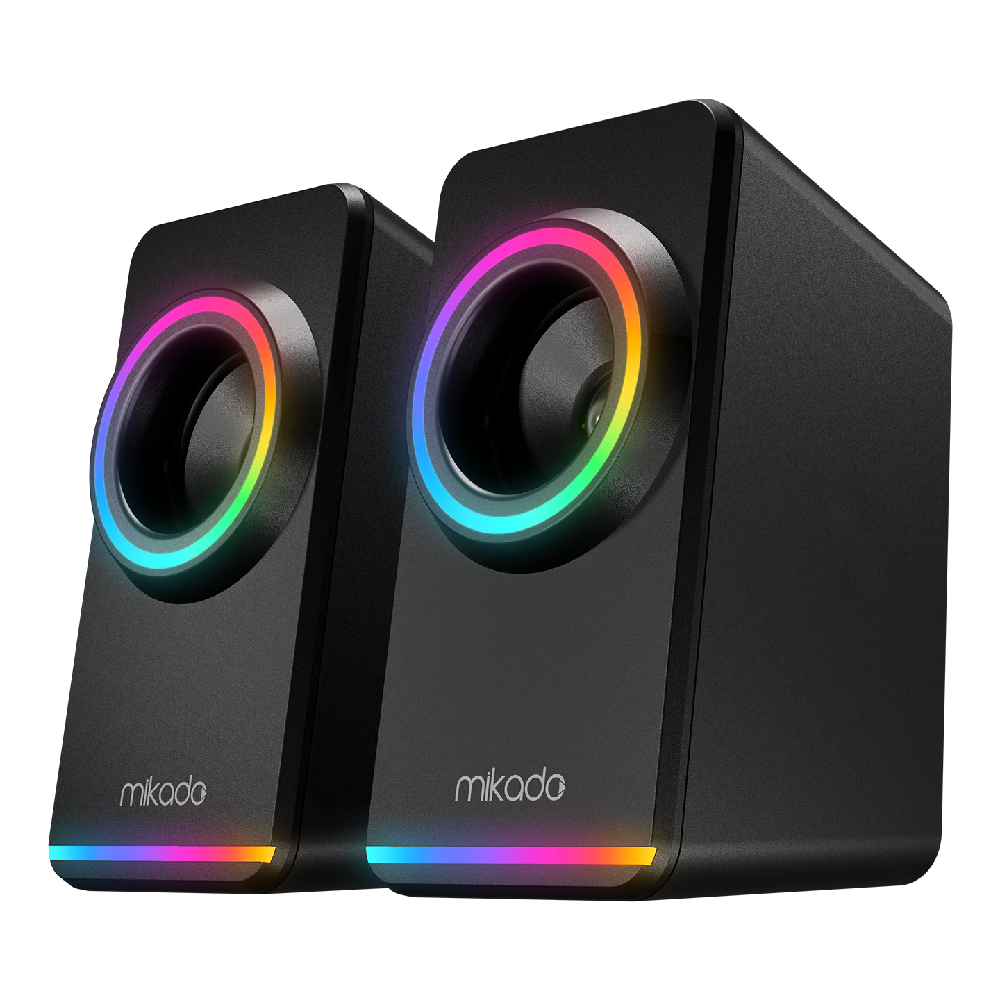 MIKADO MD-182 2.0 3W*2 RGB Aydınlatmalı USB + 3.5mm USB 5V Beyaz Hoparlör