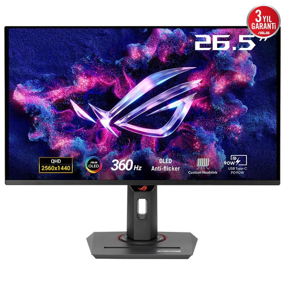 ASUS ROG Strix OLED XG27ACDNG 26.5" 360Hz 0.03ms HDMI DP Type-C USB 3.2 FreeSync Premium Pro G-Sync Pivot HDR10 QHD QD-OLED Gaming Monitör