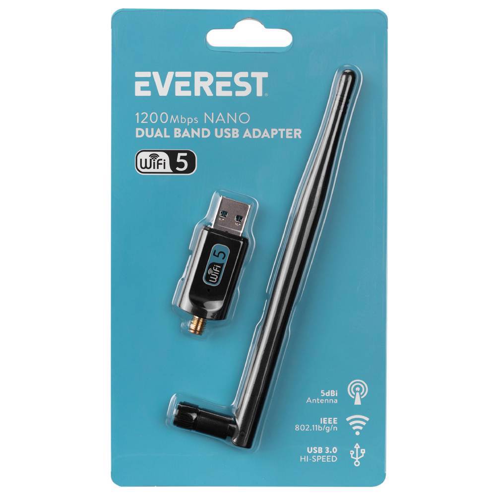 Everest EWN-AC1200 2T2R 1200Mbps 2.4GHz/5GHz Wifi USB3.0 Kablosuz Adaptör