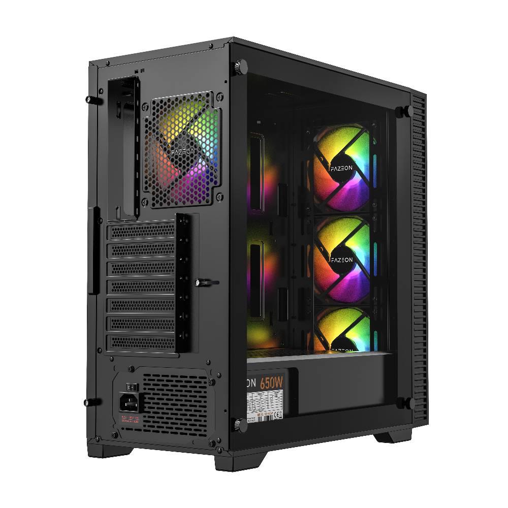 FAZEON F7 650W 80+ Bronze Tempered Glass Mesh 4x ARGB Fanlı USB 3.0 ATX Bilgisayar Kasası