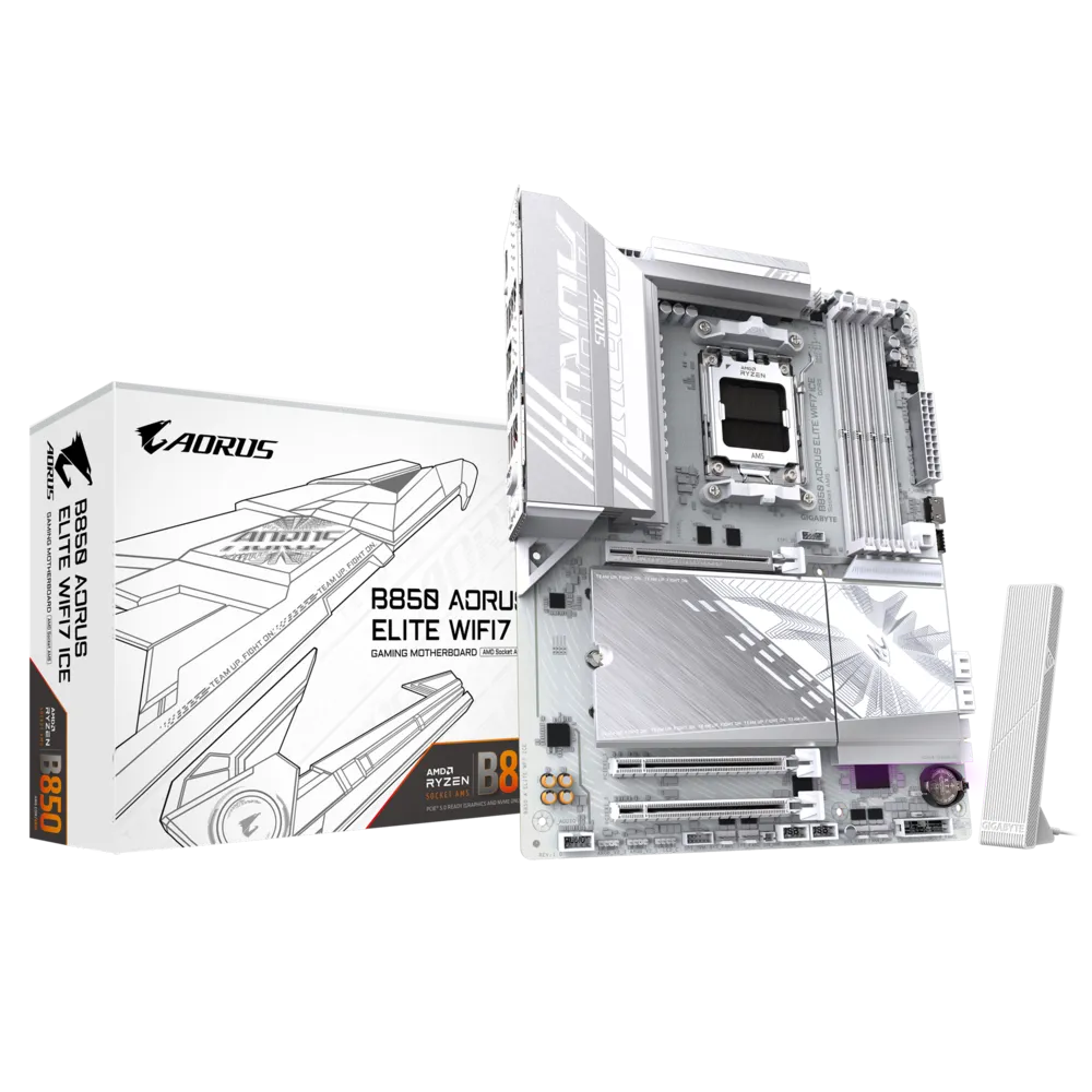 GIGABYTE B850 AORUS ELITE WIFI7 ICE 8200MHz OC DDR5 Soket AM5 M.2 USB-C HDMI DP ATX Anakart