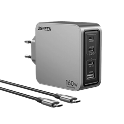 UGREEN Nexode Pro 160W GaN 100W Kablolu Type-C QC PD 3xUSB-C, 1xUSB-A  Uzay Grisi Hızlı Şarj Cihazı
