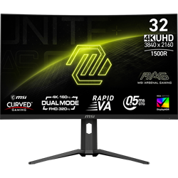 MSI MAG 321CUPDF 32" 4K 160Hz FHD 320Hz 0.5ms HDMI DP Type-C 15W FreeSync Premium Curved 1500R UHD-FHD Dual Mode VA Gaming Monitör