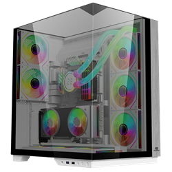 PowerBoost ECLIPSE USB 3.0 USB-C Tempered Glass 8x ARGB Fanlı ATX Mid Tower Beyaz Gaming Kasa 