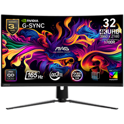 MSI MAG 321CUP QD-OLED 31.5 " 165Hz(OC) 0.5ms HDMI DP Type-C 15W G-Sync Premium Curved 1500R UHD QD-OLED Gaming Monitör