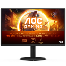 AOC 25G4SXU 24.5" 310Hz(OC) 1ms HDMI DP G-Sync AdaptiveSync Pivot HDR10 FHD Fast IPS Gaming Monitör
