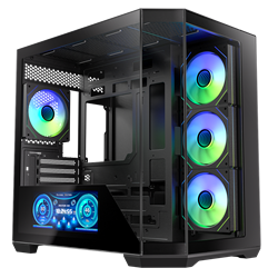 BitFenix Digital T10 ES 850W 80+ Bronze 10.24" Ekranlı Tempered Glass ARGB USB 3.1 ATX Mid Tower Siyah Kasa