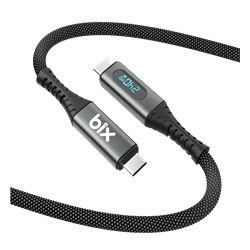 Bix BXCC244 USB4 Thunderbolt 4/3 Uyumlu PD 240W 40Gbps 8K 60Hz Ultra HD Dijital Ekran Göstergeli Şarj, Data ve Görüntü Kablosu 1 Metre