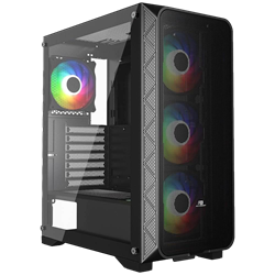 PowerBoost PB-PS5846B 600W USB 3.0 Tempered Glass Mesh 4x Rainbow Fanlı ATX Gaming Kasa