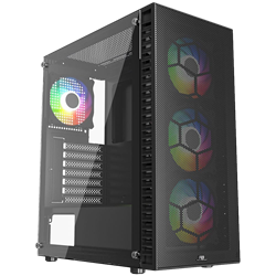 PowerBoost PB-PS6832B 650W 80+ Bronze Tempered Glass USB 3.0 Çıkarılabilir Metal Mesh Rainbow ATX Siyah Kasa