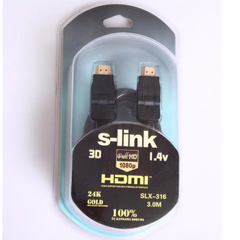 S-Link SLX-318 HDMI M/M 5m Altın Uçlu 24K + v1.4 3D Kablo