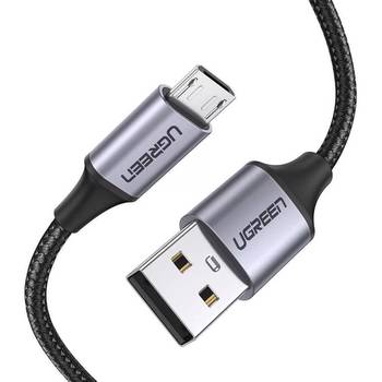 Ugreen USB to Micro USB 18W 50CM Siyah Örgülü Hızlı Şarj Kablosu