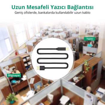 Ugreen USB 2.0 USB B 15M Tarayıcı Yazıcı Kablosu