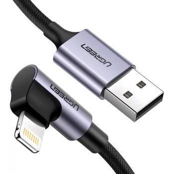 Ugreen USB to 90° MFI Lightning Siyah 1m Örgülü Şarj Kablosu