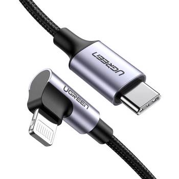 Ugreen 3A USB C to Lightning 90 Derece 1m Örgülü Data ve Şarj Kablosu
