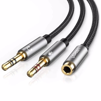 Ugreen 3.5mm Kulaklık ve Mikrofon Siyah Birleştirici Y Kablo 